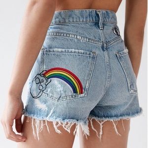 AGOLDE Jaden high rise embroidered shorts